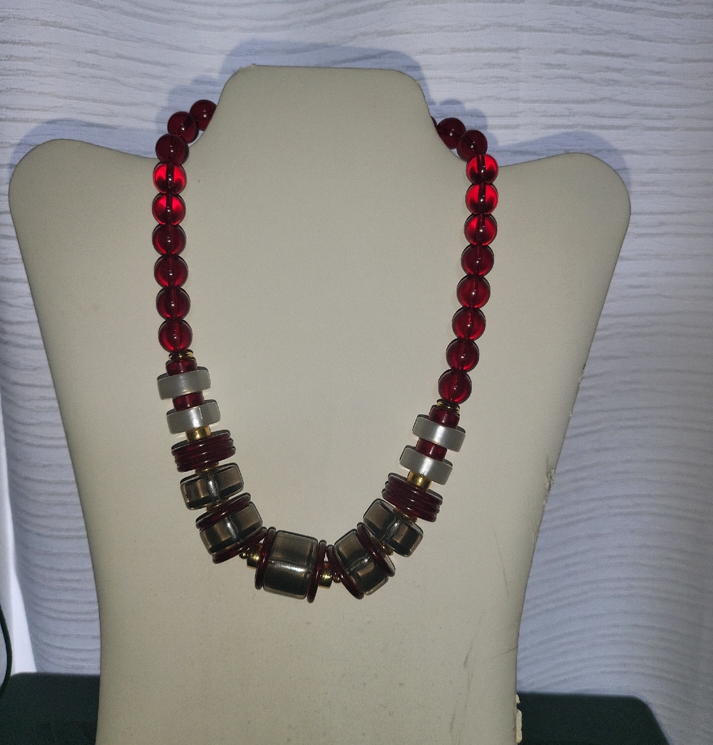 Red Bead Statement Necklace - Bold Red Fashion Jewelry